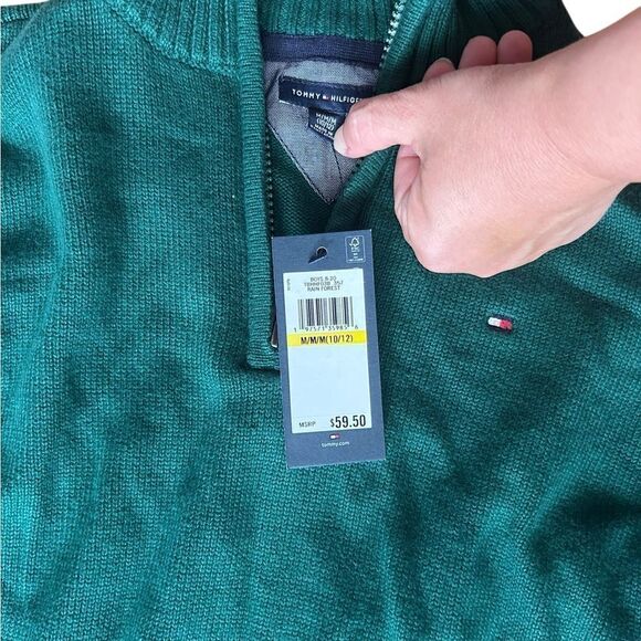 Tommy Hilfiger sweater green new nwt boys zip Medium - Picture 3 of 5